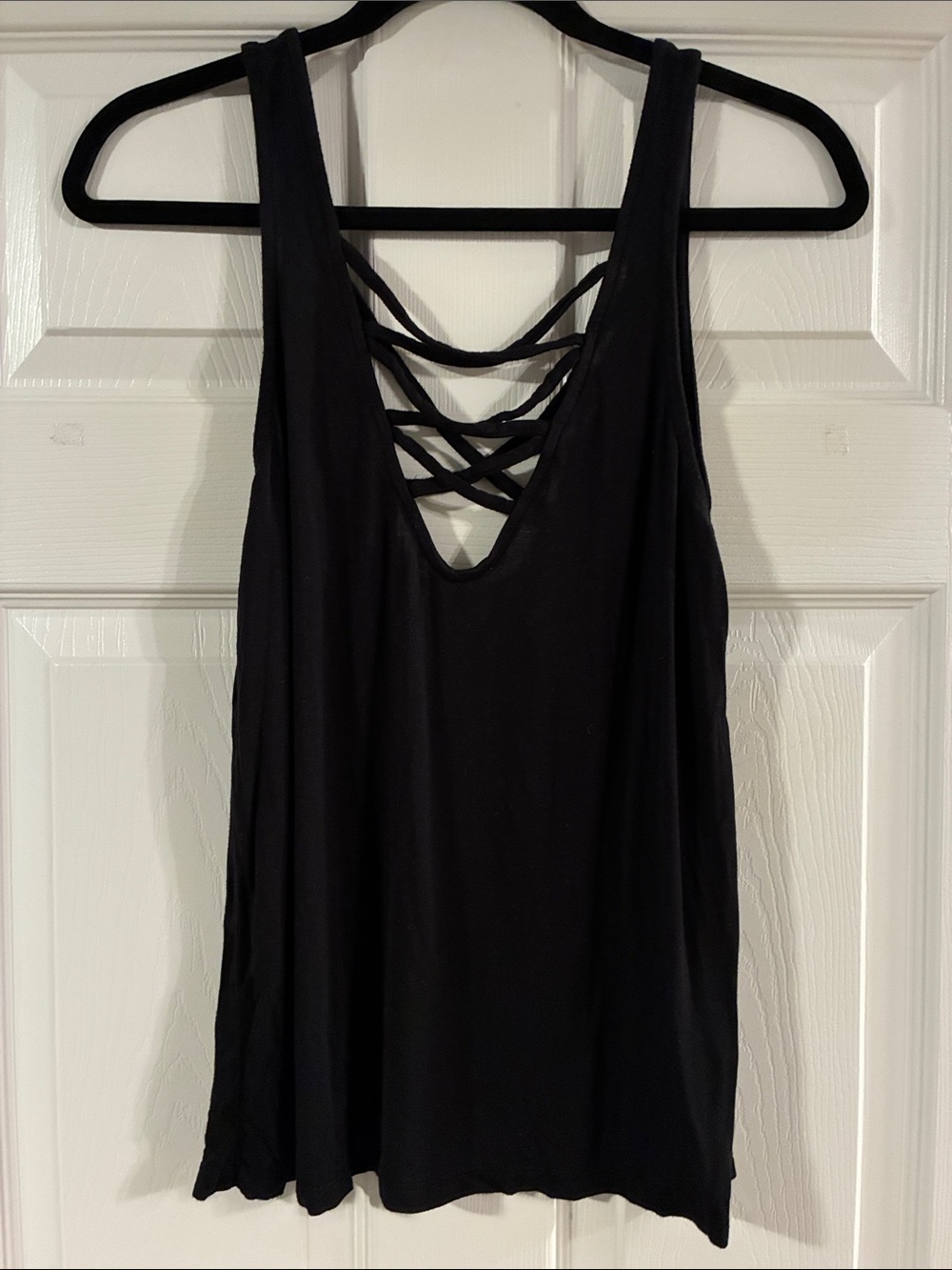 Divided Black Crisscross Back Tank Top
